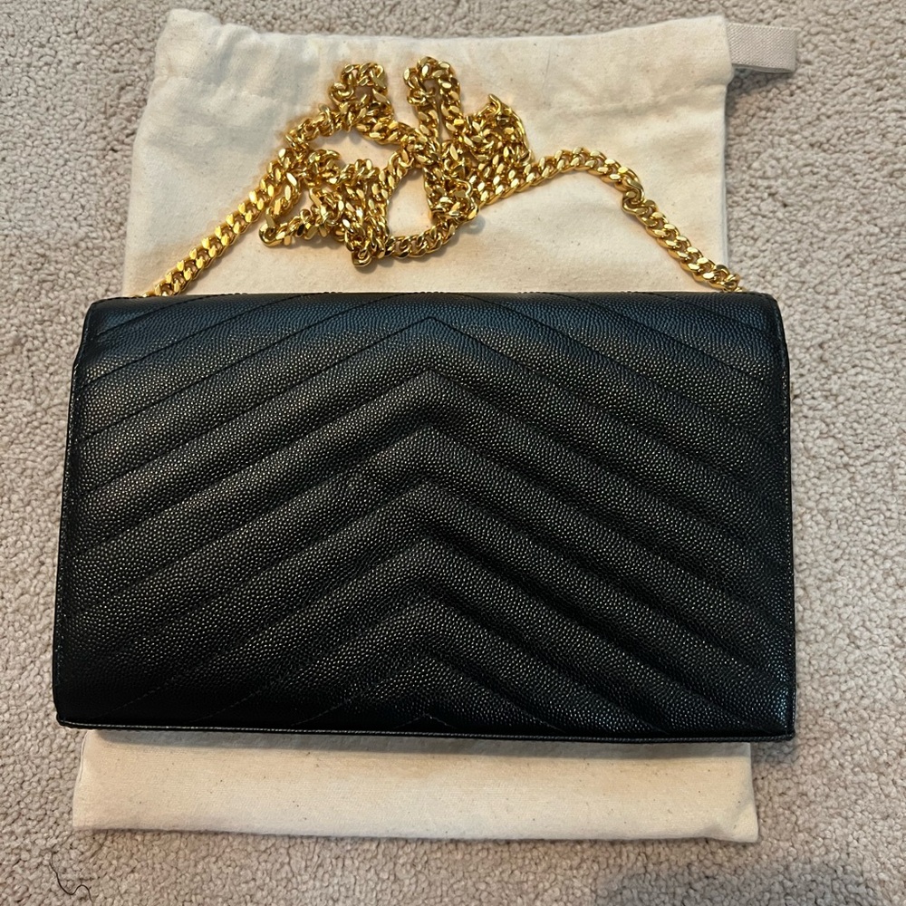 Saint Laurent Black Chevron Quilted Small Wallet Clutch - Picture 7 of 7